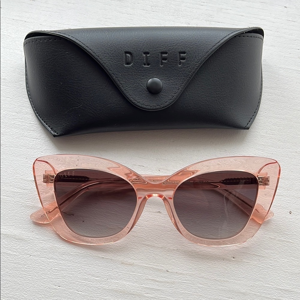 NWOT DIFF Pink Raven Designer Cat Eye Sunglasses for Women UV400 Protection